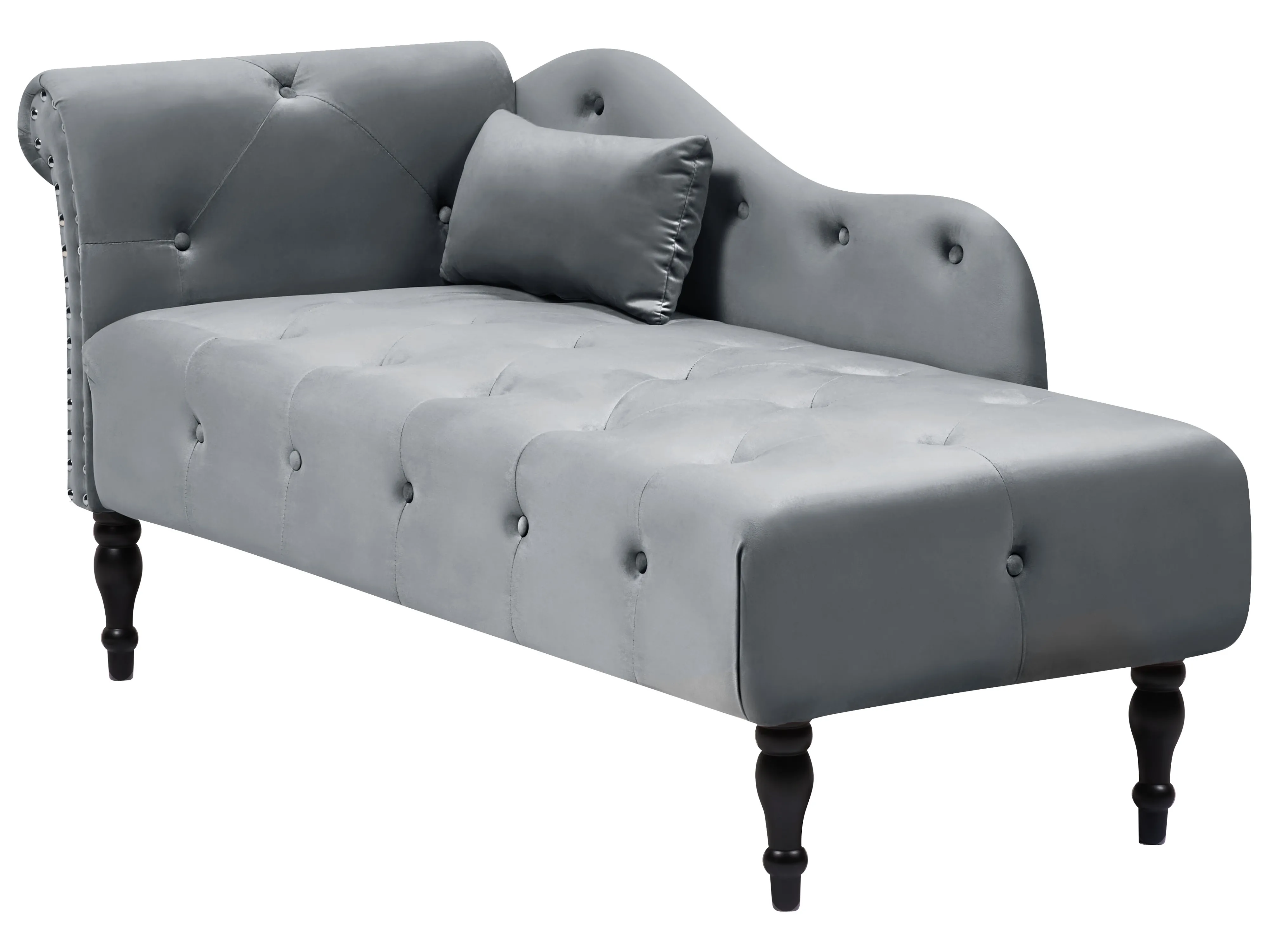 Linkszijdige chaise longue IVRY Fluweel Grijs
