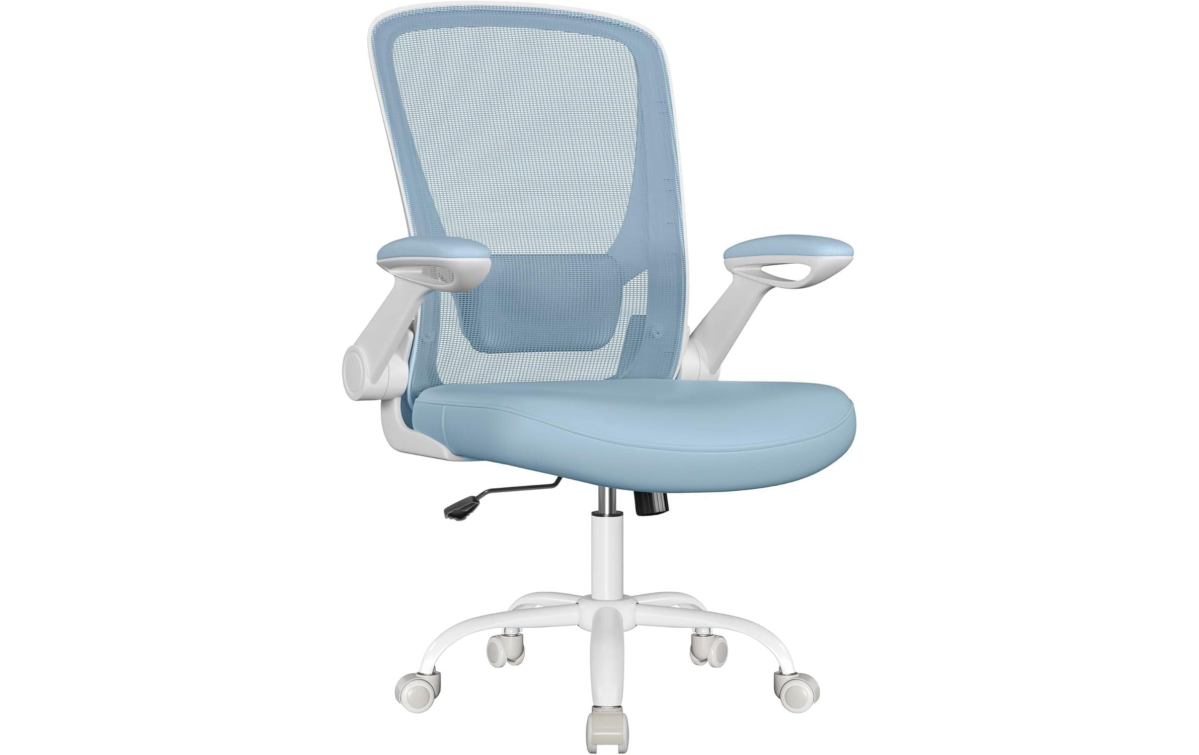 Bürostuhl mit klappbaren Armlehnen Hellblau<br>Ergonomischer Bürostuhl