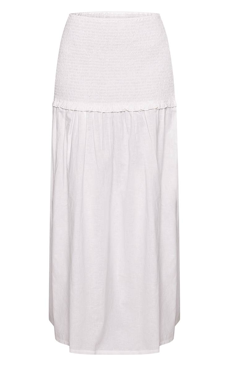Blanc Jupe Longue Coordonnée À Fronces Contrastées Pour Grande Taille