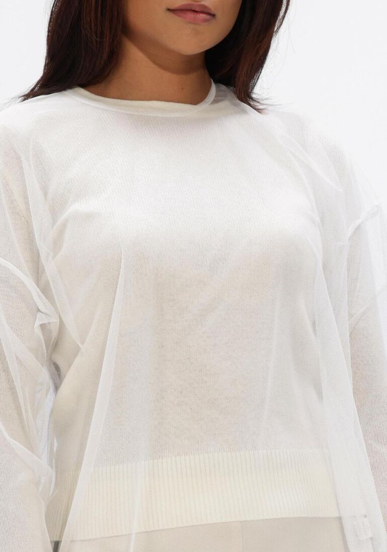 ecru forte forte top wool cashmere gauze knit and tulle t-shirt