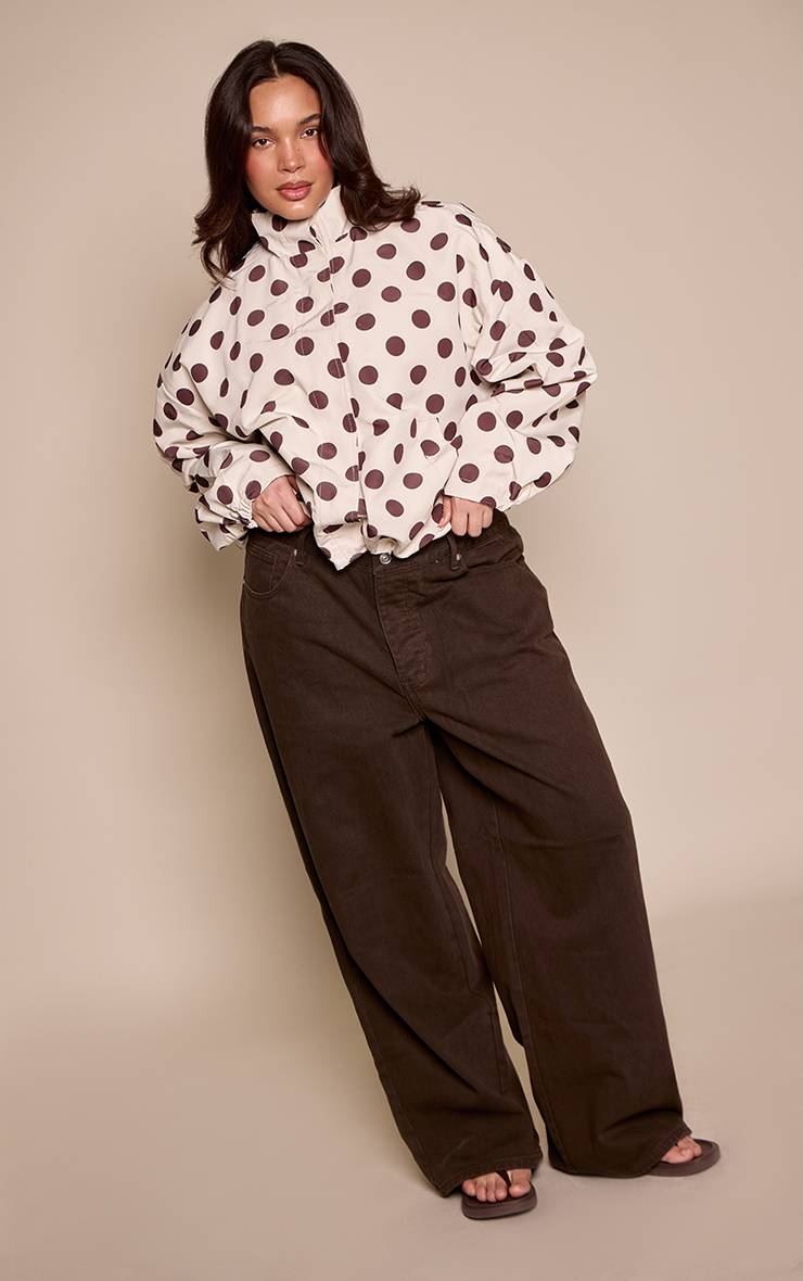 Dark Chocolate Jean Grande Taille Jambe Droite Taille Plongeante Devant