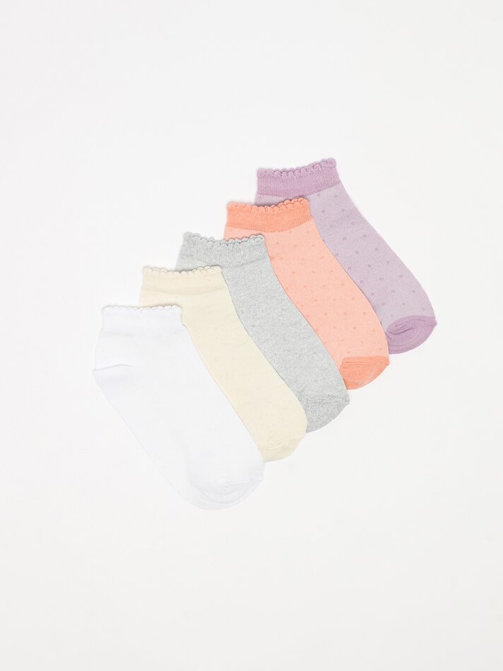 Pacote com 5 pares de meias curtas com ondas - Cores variadas