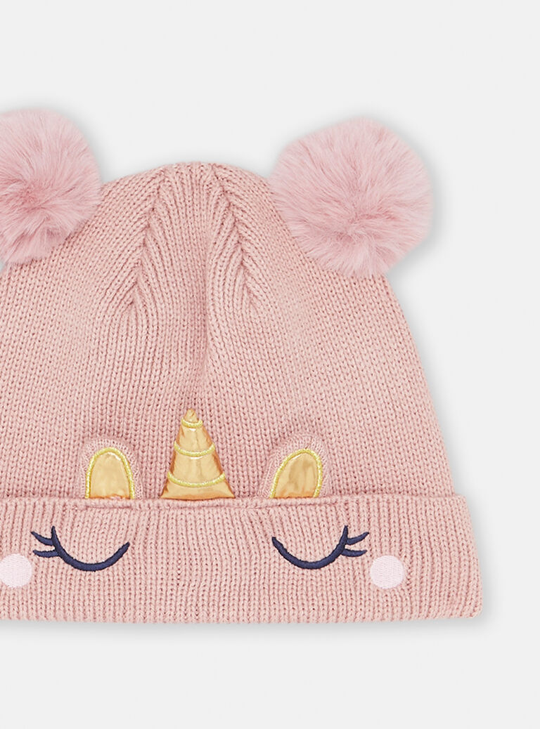 Bonnet rose à animation licorne