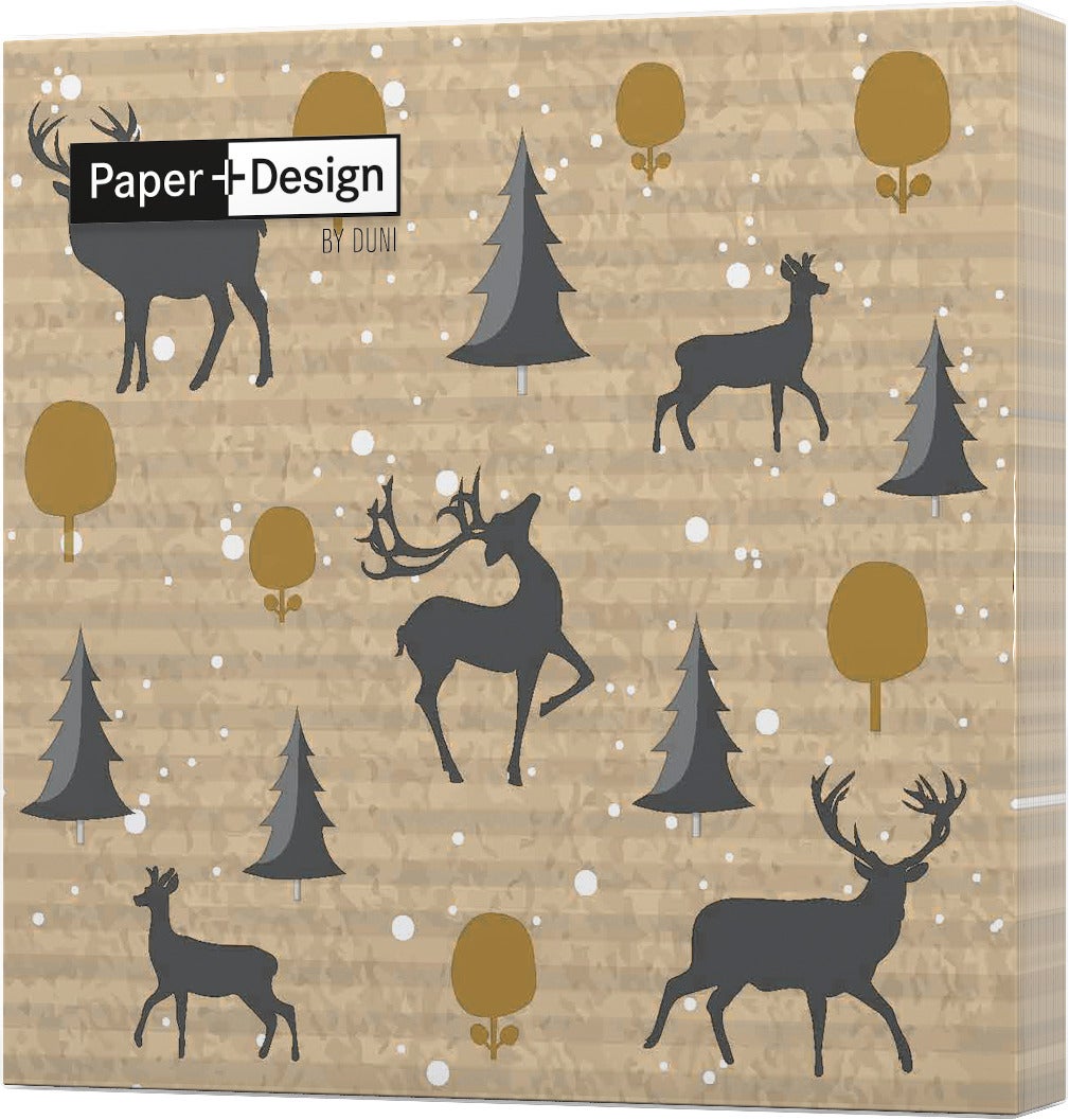 Duni servetten Deer Forest beige 24 x 24 cm 20 stuks