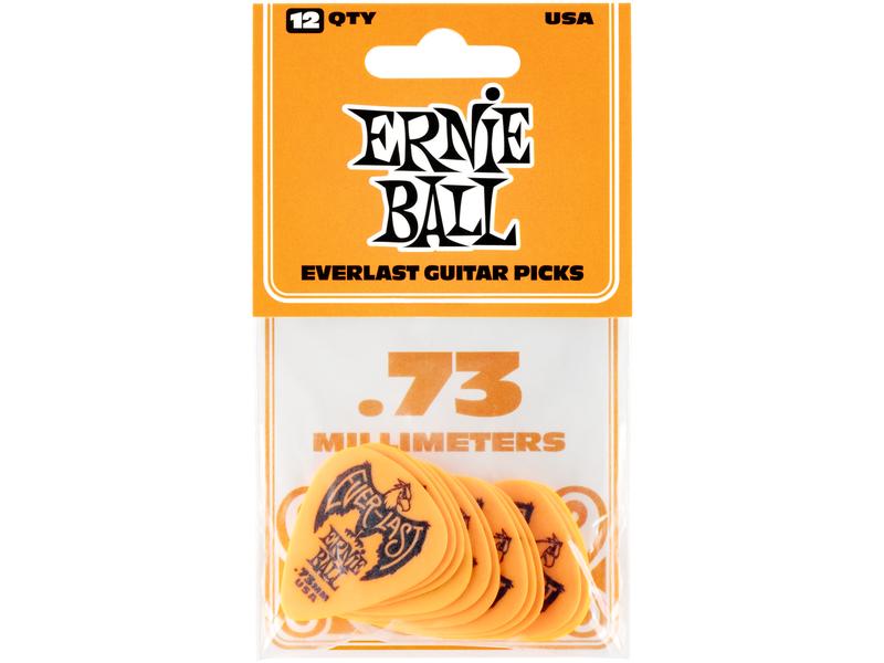 Ernie Ball Orange Everlast Picks 0.73 mm – 12er Pack Delrin-Plektren mit einer sicheren, rutschfesten Oberfläche