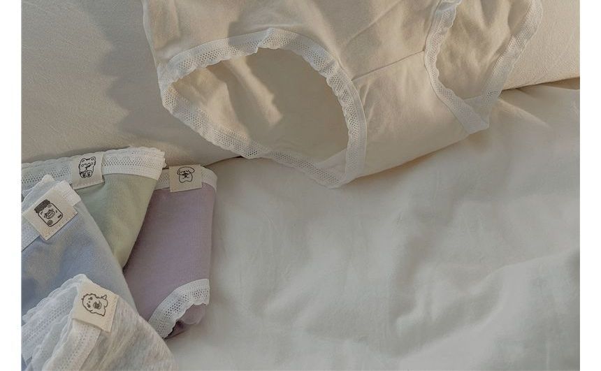Single Park - Effen panty met kanten rand / set