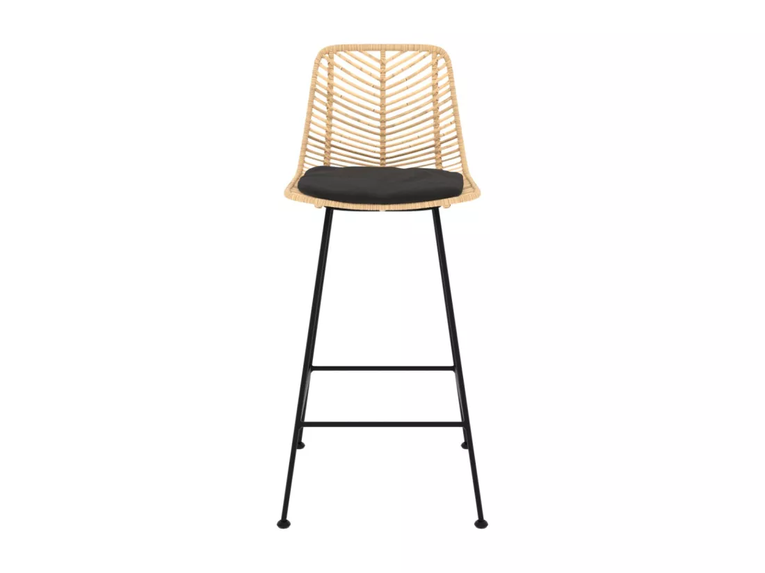 Lot de 2 chaises pour îlot central 66 cm en rotin naturel et noir - Tamara