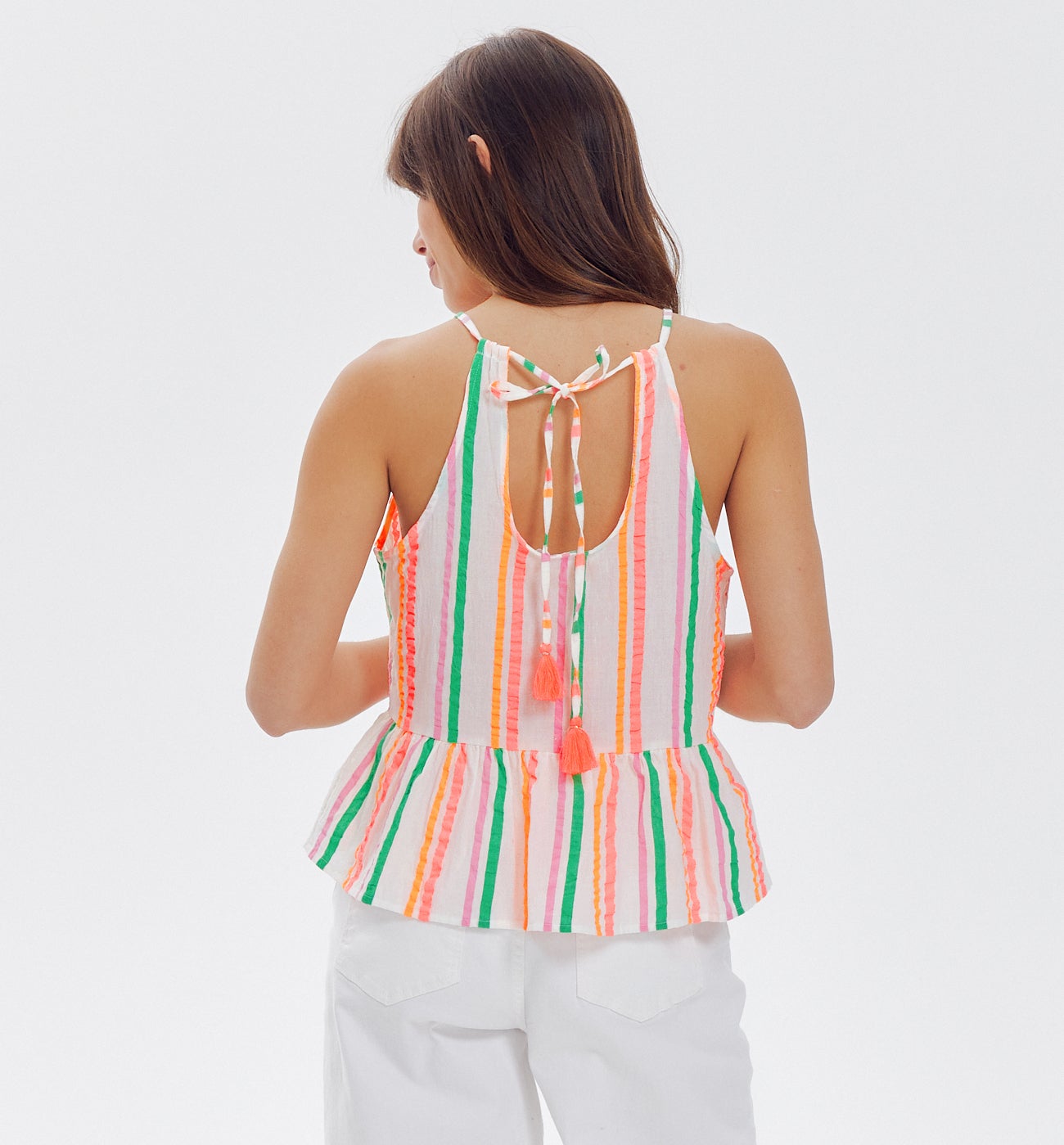 Top à rayures fluo Femme - Rayures multicolores