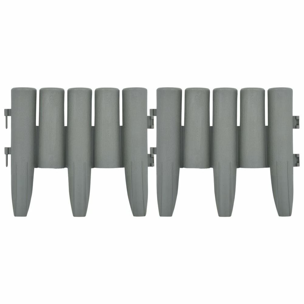 Bordures de pelouse 36 pcs gris 10 m pp
