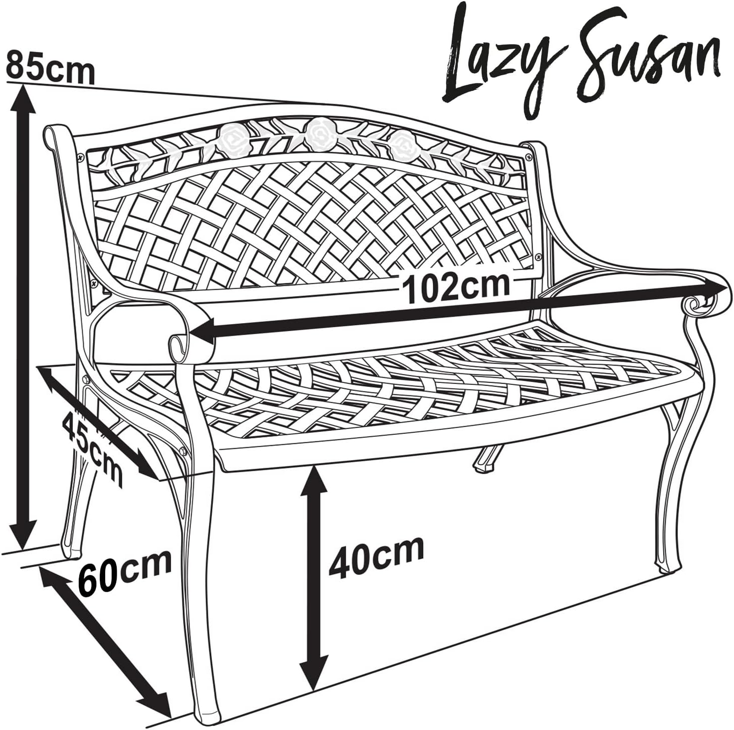 Lazy Susan Rose Gartenbank in Antik Bronze, Terrakotta Sitzkissen | Sandguss-Aluminium | Wetterfest | Rostfrei | Wartungsarm | 3 Jahre Garantie