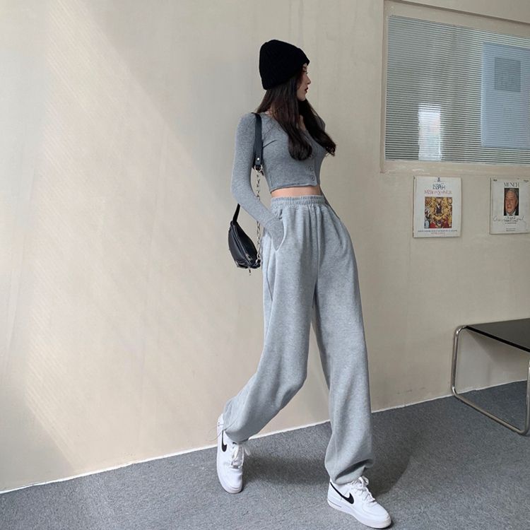 Alfie - Hoge taille effen losse joggingbroek