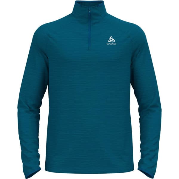 T-shirt running ODLO RUN EASY WARM MIDLAYER 1/2 ZIP SAXONY BLUE MELANGE