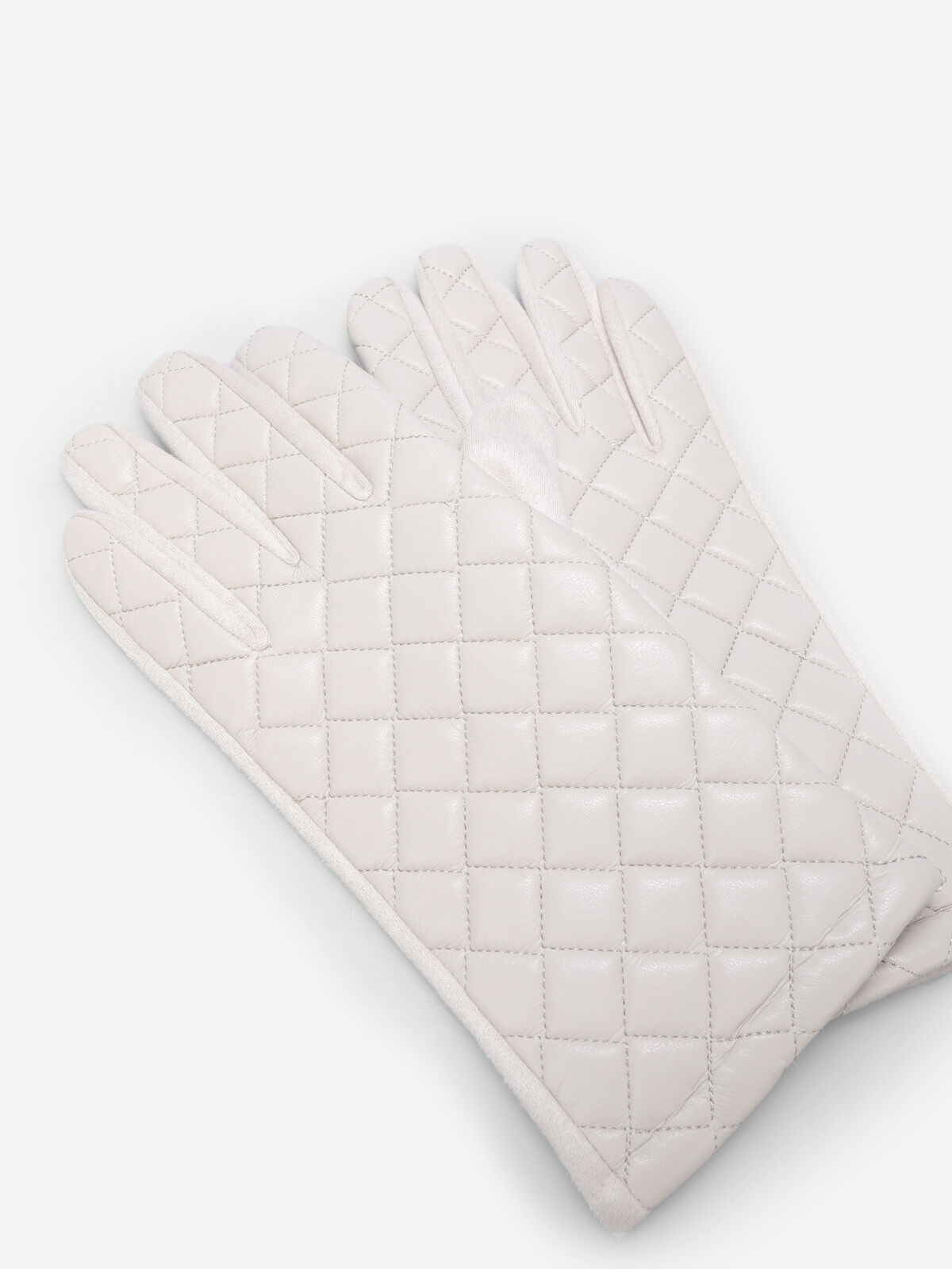 Gants en suédine et simili matelassé- Beige