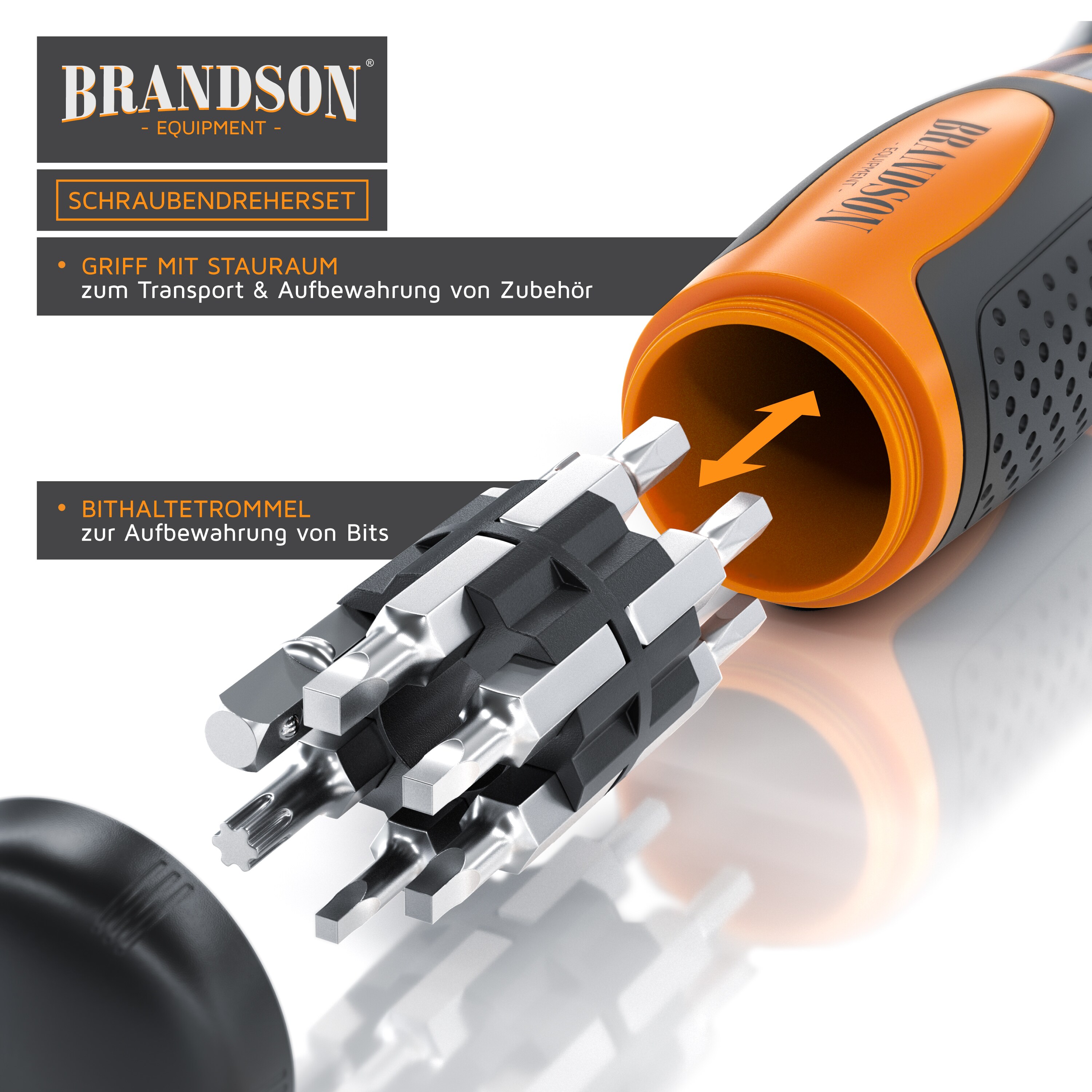 Brandson Steckschlüsselsatz - 46 teilig Werkzeug Kasten - Nüsse Set 14 Steckschlüssel - 29 Bits magnetischer Bithalter - Torx Innensechskant Schlitz