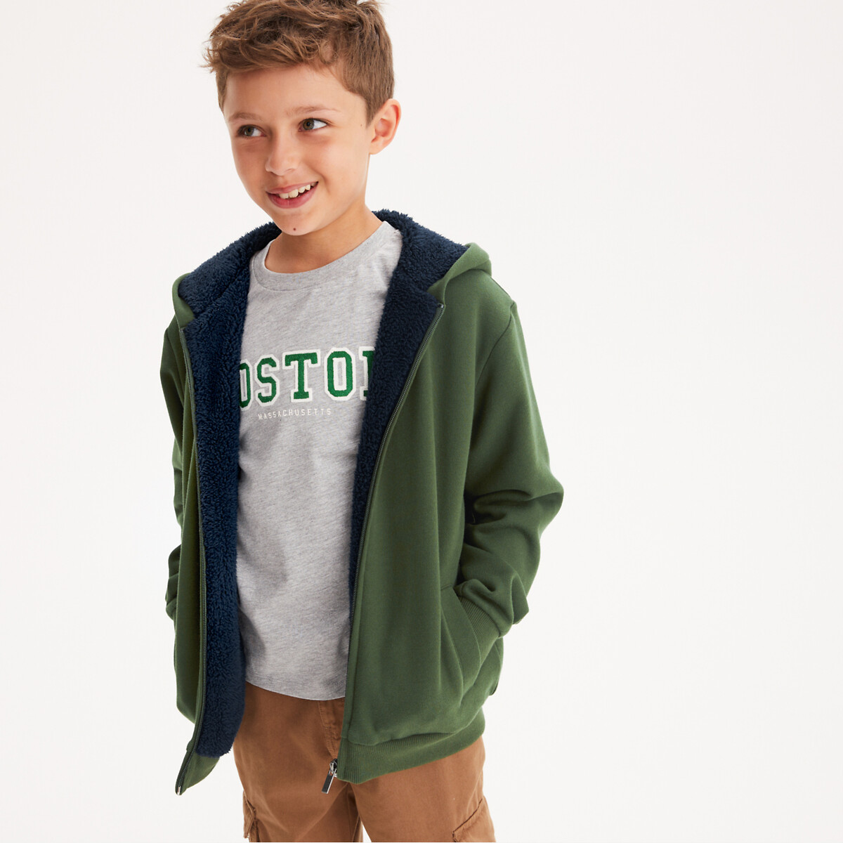 COLEÇÕES LA REDOUTE<br>Moletom com zíper em fleece, forrado com sherpa