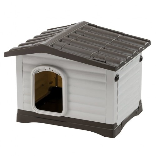 Canil Ferplast Dogvilla 60 marrom e creme