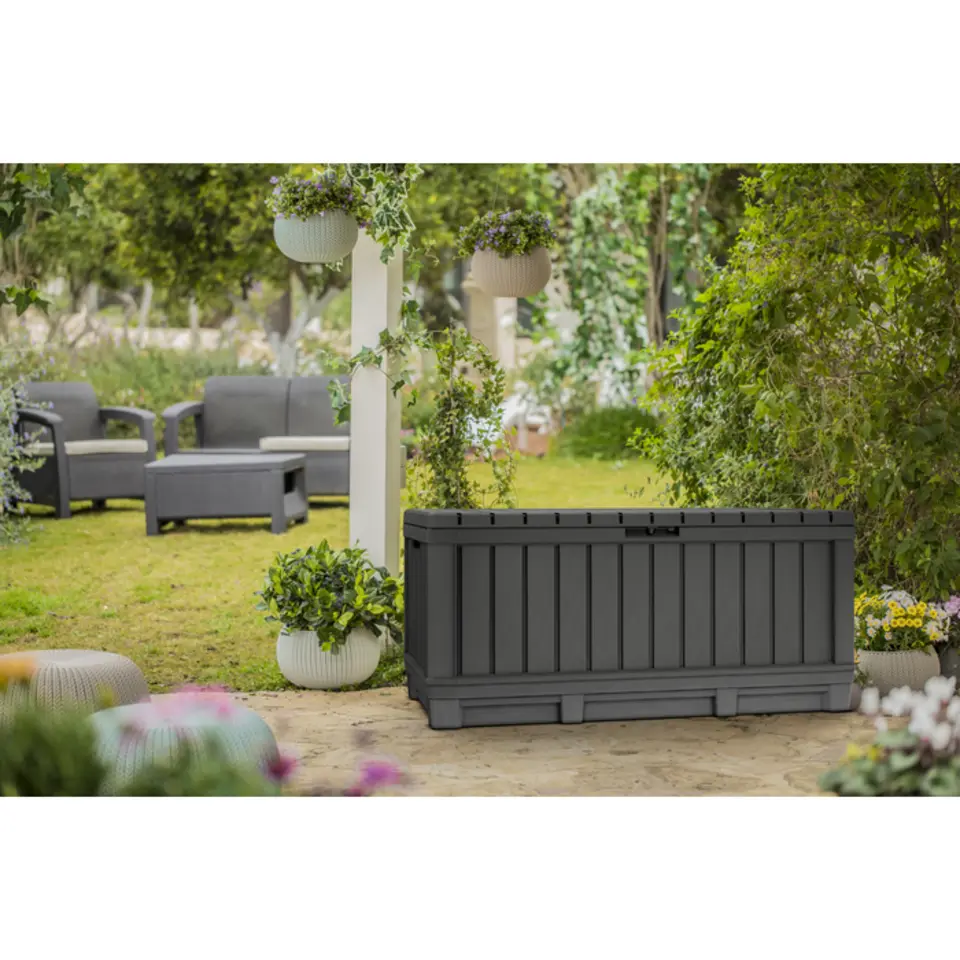 Keter Kentwood Opbergbox - 128x53.6x59 cm - 350 L - Grafiet