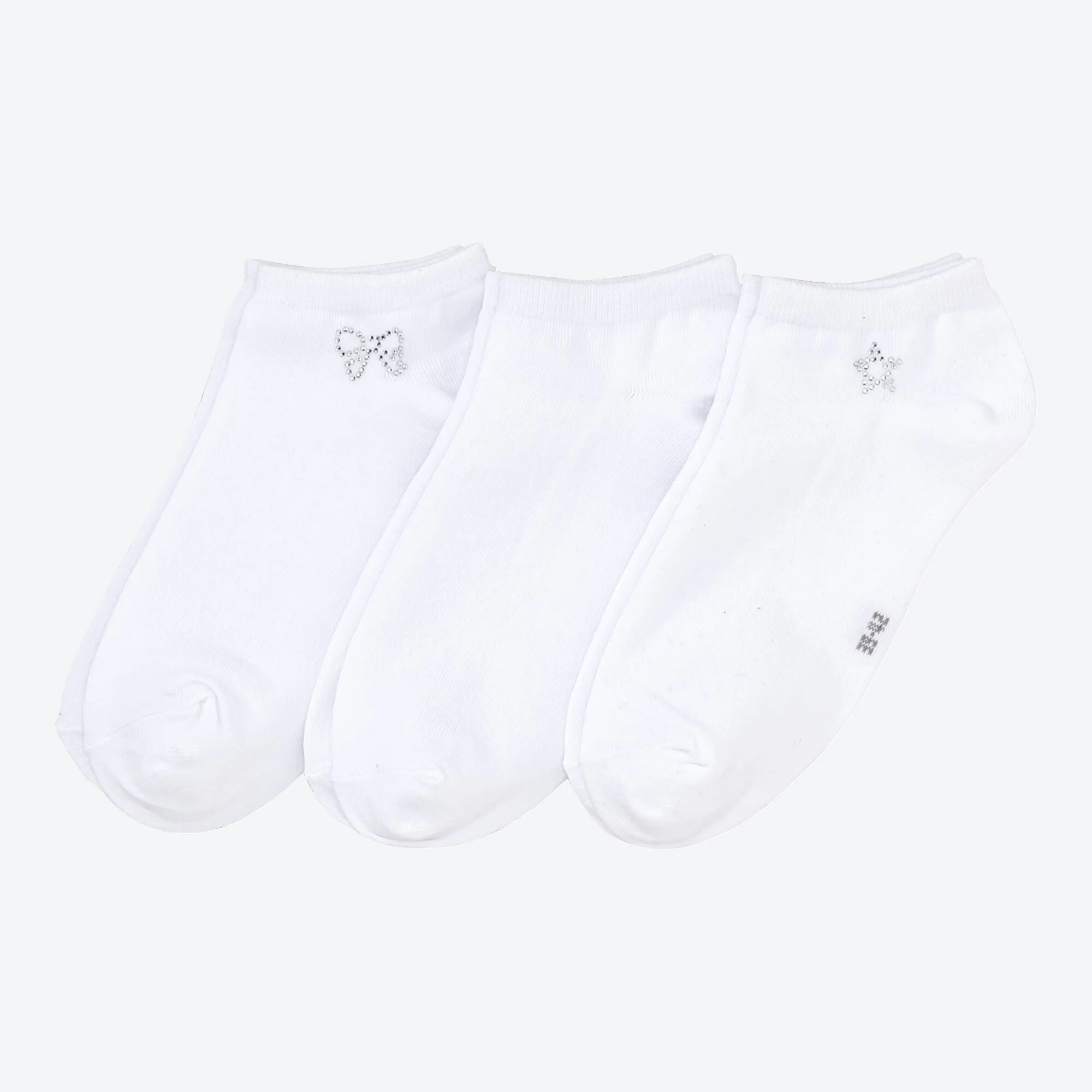 Damen-Sneaker-Socken mit Glitzer-Steinchen, 3er-Pack