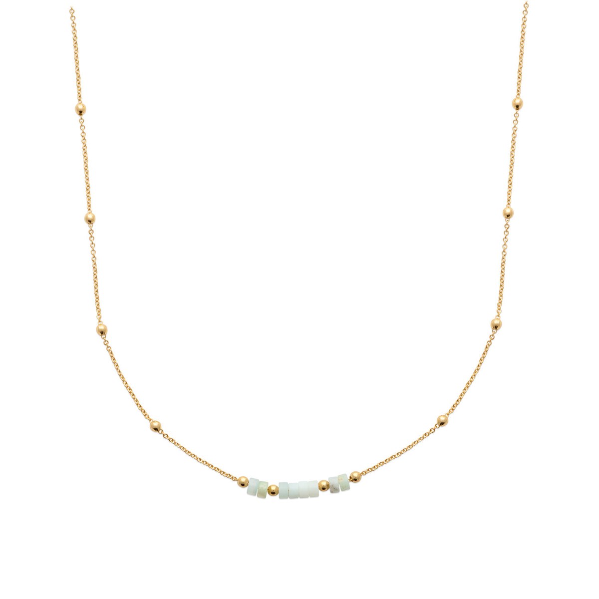 Collier Brillaxis plaqué or amazonite