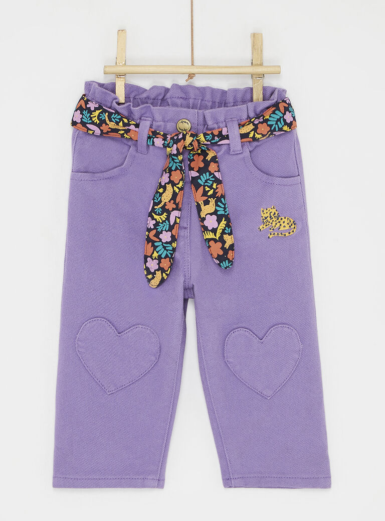 Jean uni couleur raisin pour bébé fille