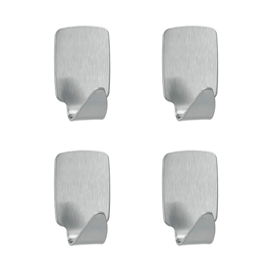 Lot de 4 crochets adhésifs rectangle en inox