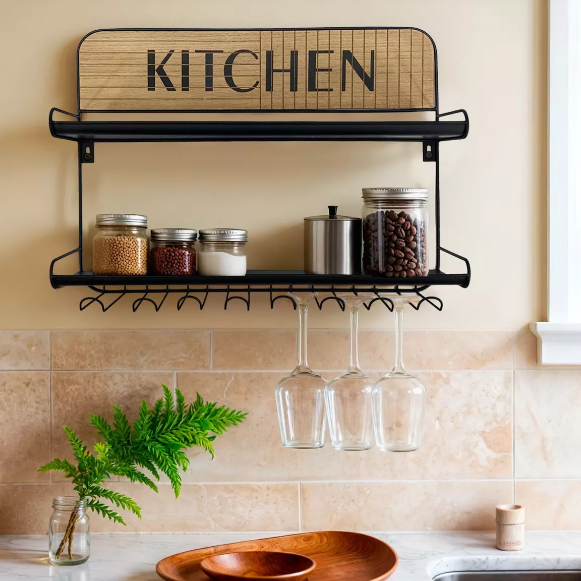 Etagère murale cuisine métal (H35 cm) Kitchen Noir