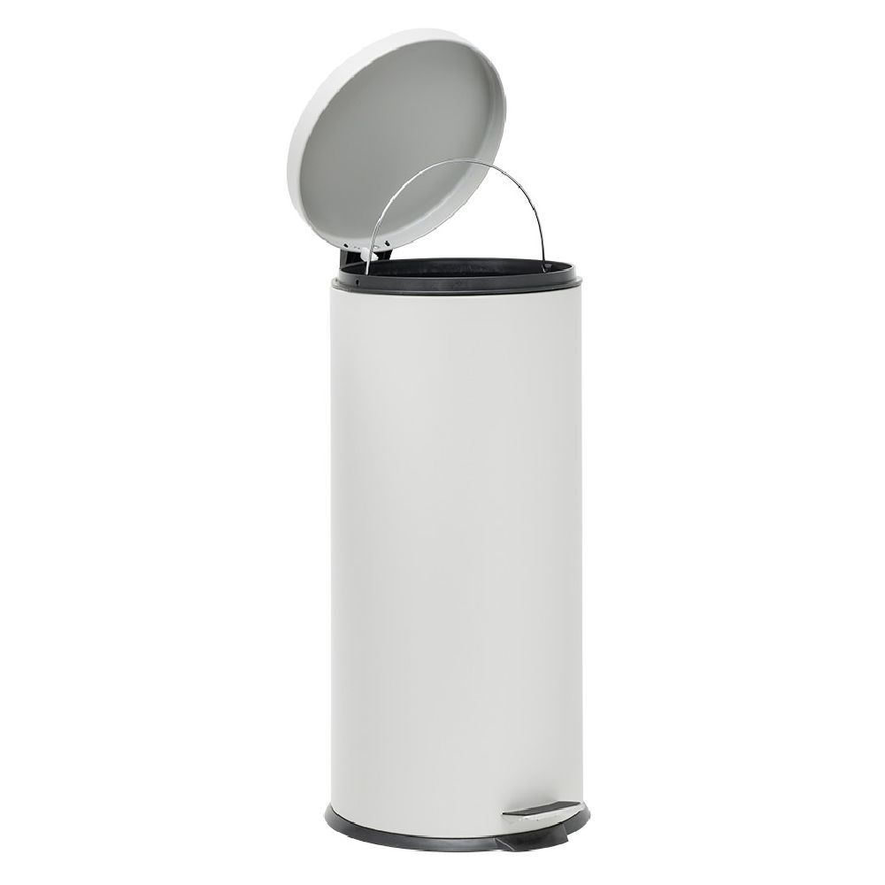 Poubelle ronde à pédale métal Blanc 30l