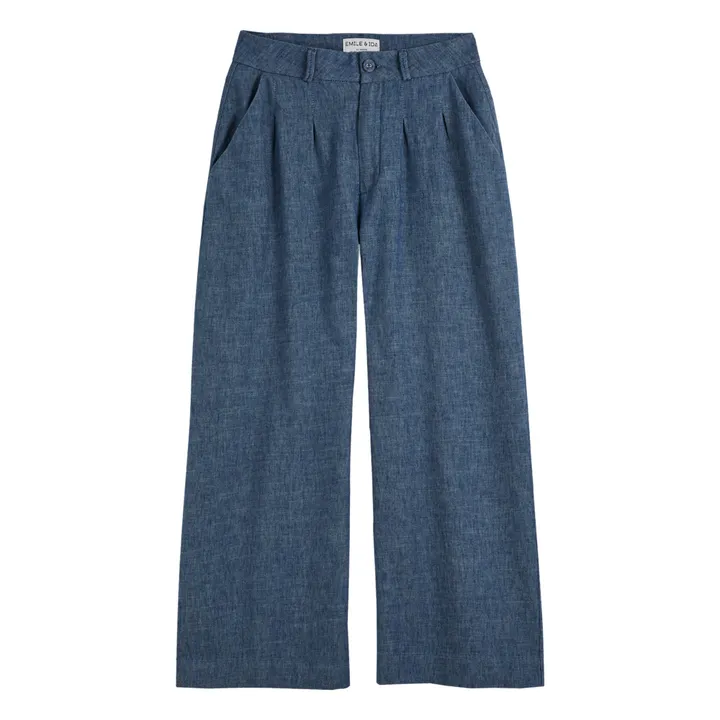 Emile et Ida Pantalon Zelinou Coton et Lin - Collection Femme | Bleu indigo