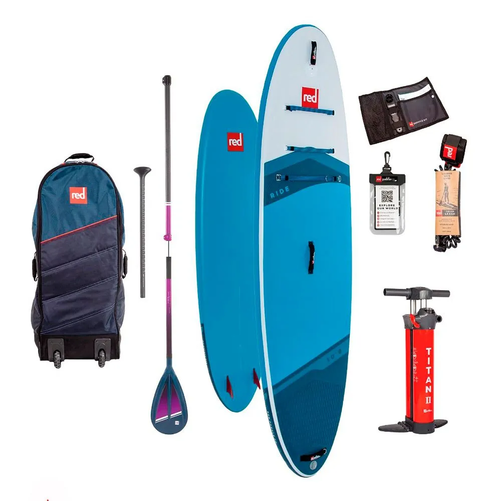 red 2023 Ride Hybrid Tough 10´8´´ Aufblasbares Paddle-Surf-Set