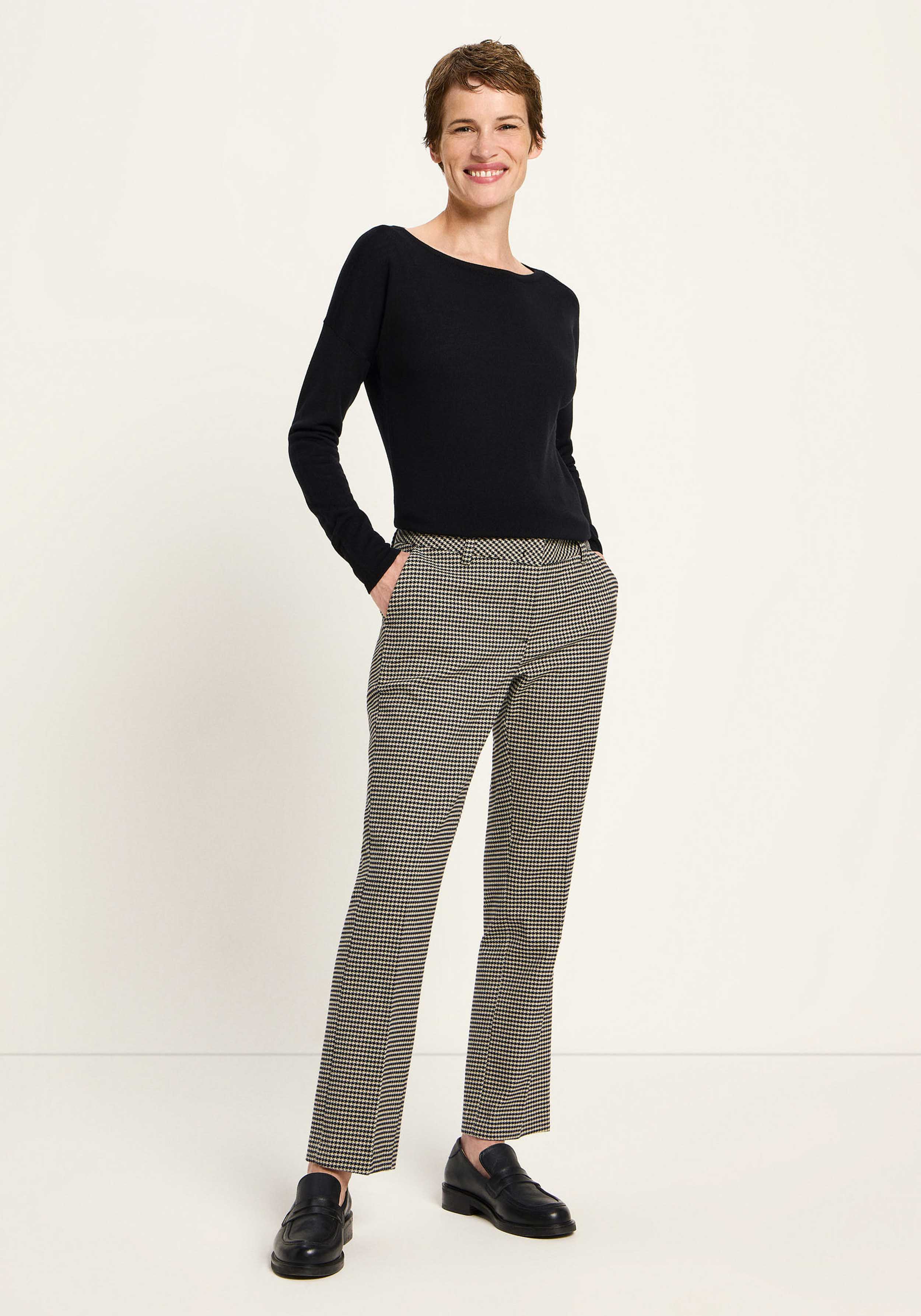 Lanius Hahnentritt-Hose Black/Off White