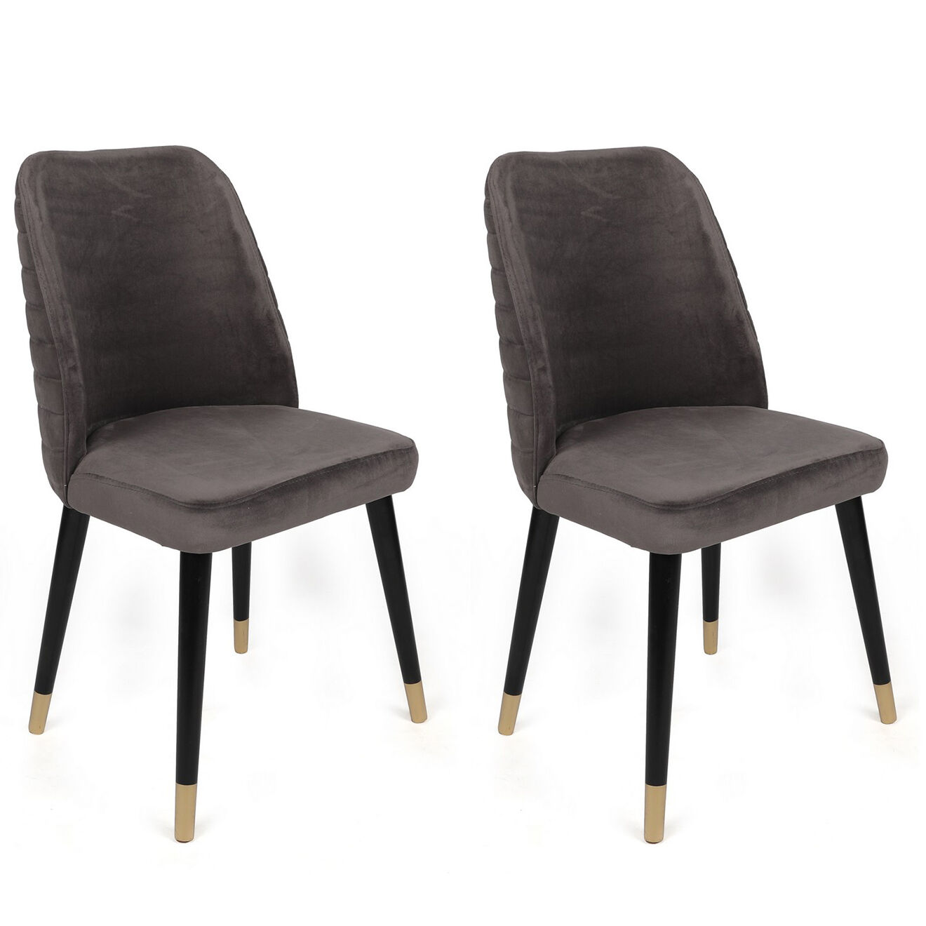 Homitis 2 Chaises Hugo anthracite/noir/doré - 50x90x49 cm