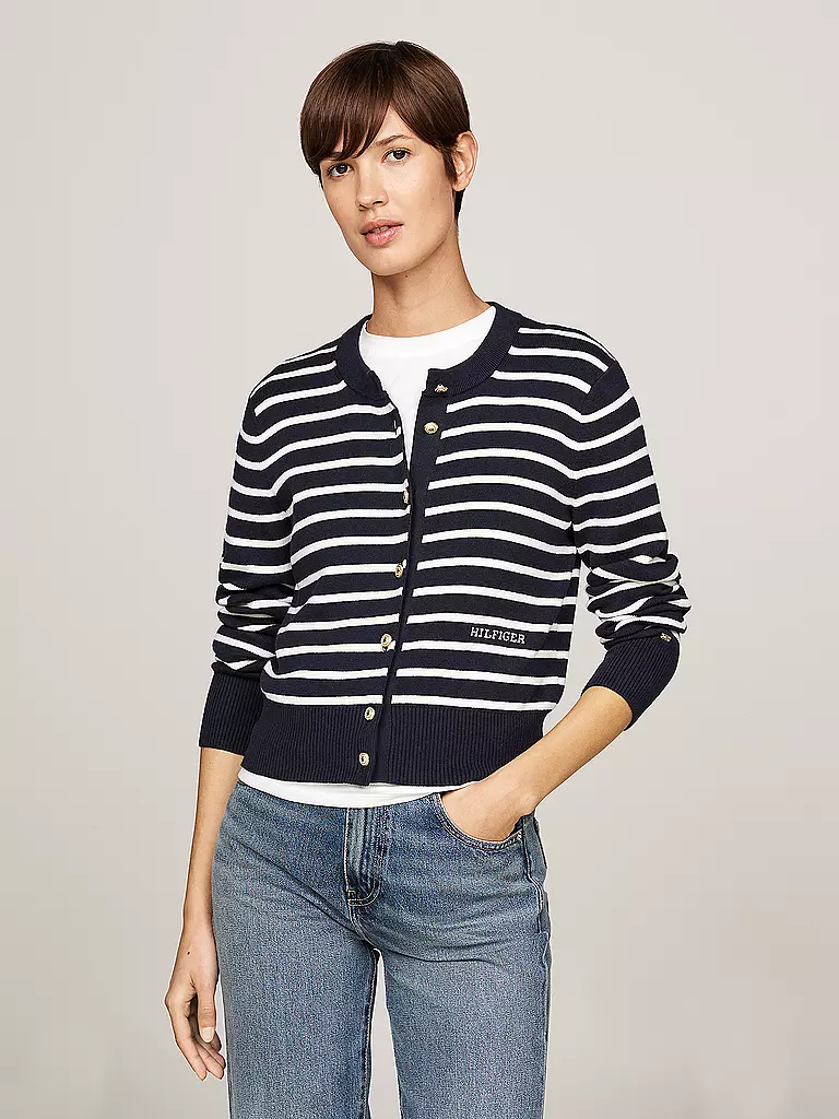 TOMMY HILFIGER Strickjacke dunkelblau
