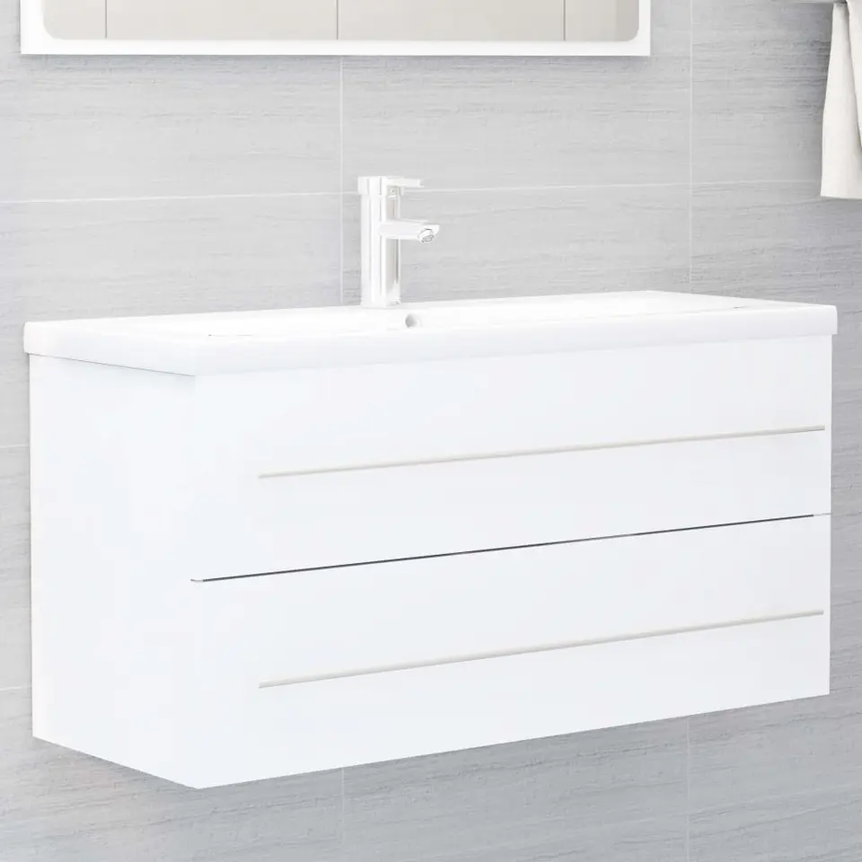vidaXL - Wastafelkast - Wit - Bewerkt hout - 100 x 38.5 x 48 cm
