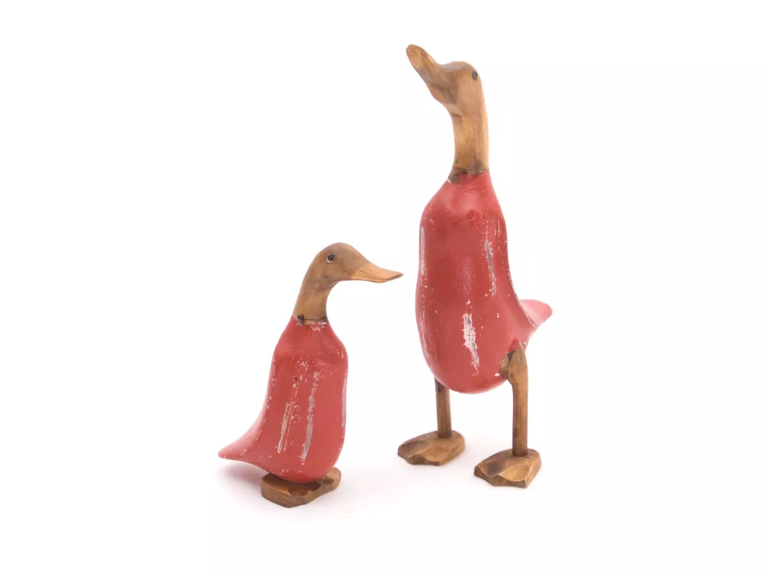 ENSEMBLE DE FIGURINES Canard 2 pièces Bois massif, canard en 2 tailles différentes rot