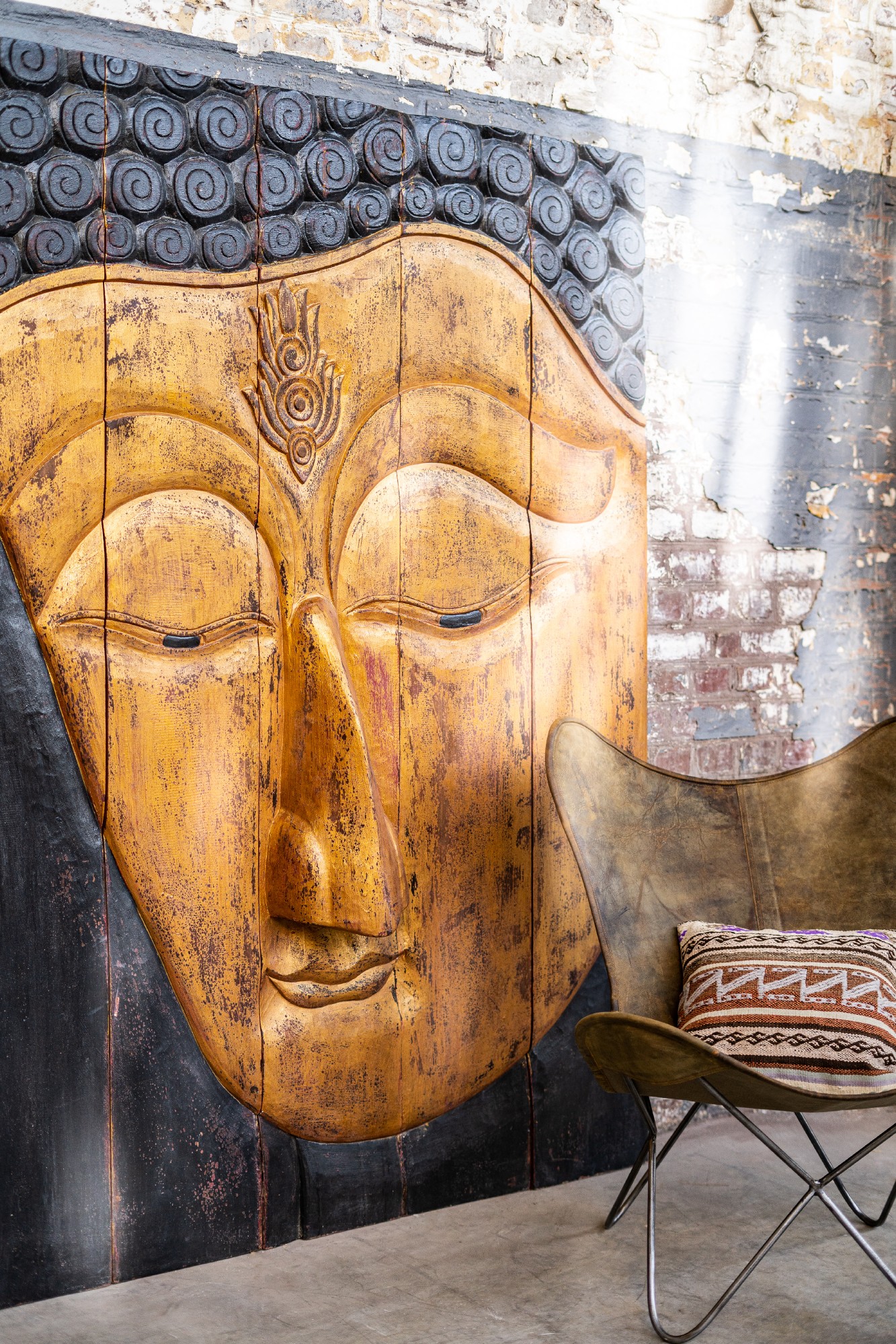 Buddha-Panel, schwarz, braun, T 5 cm, B 148 cm, H 200 cm von fischer's lagerhaus