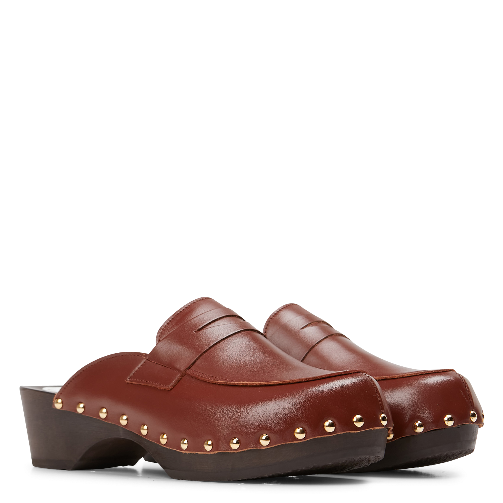 YOOCKI - Sabots mocassins à clous en cuir | Marron