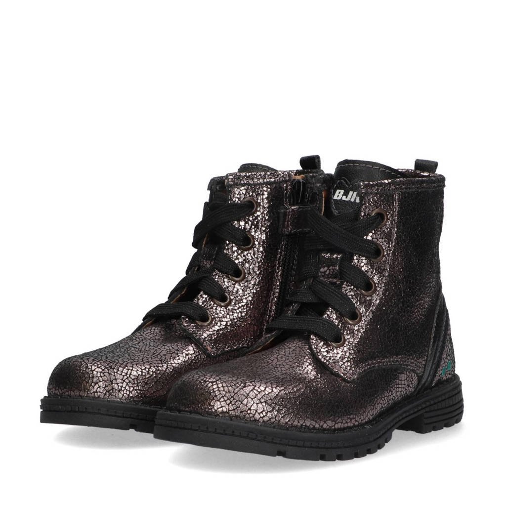 BunniesJR Tina Trotsleren veterboots grijs metallic