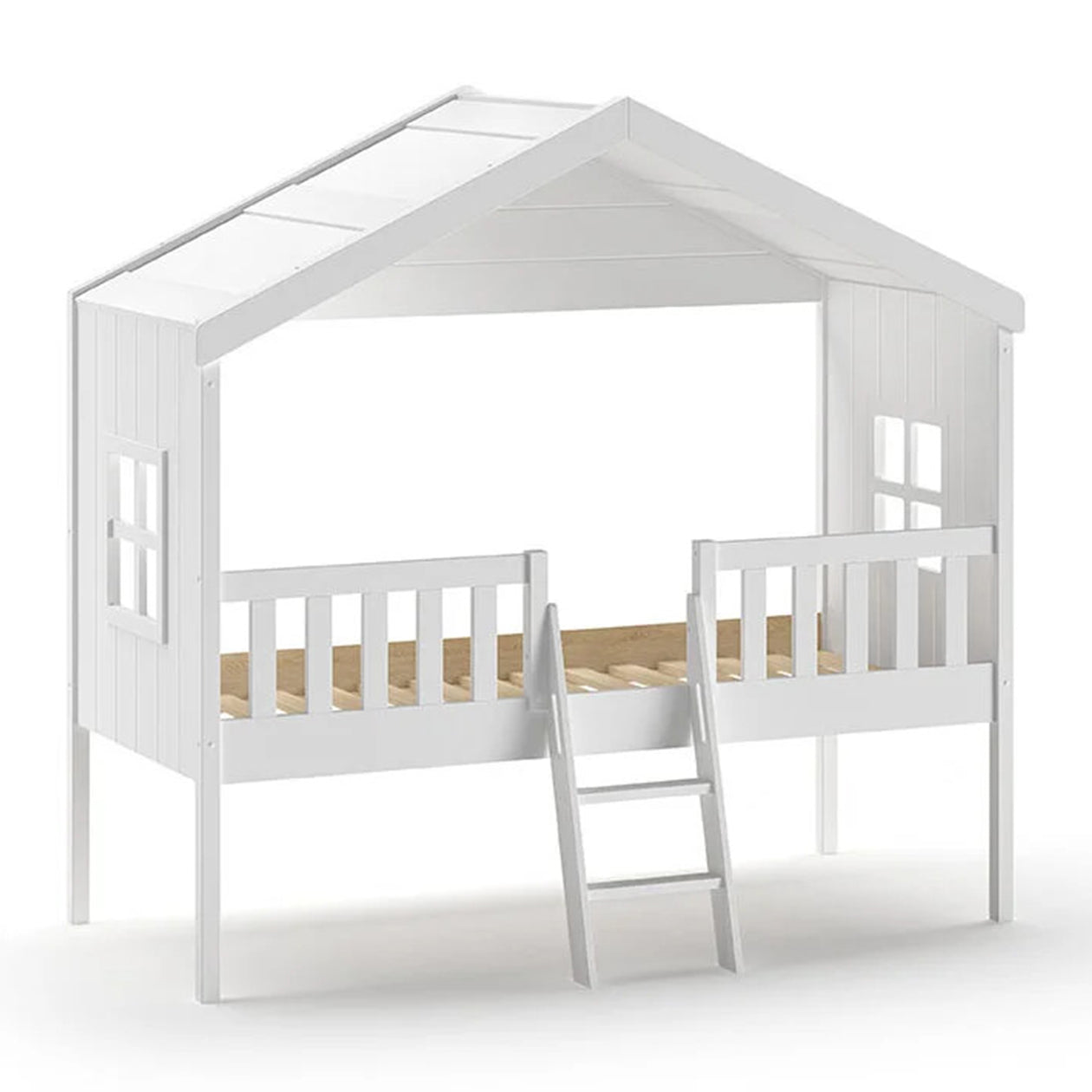 Vipack Housebed Huisbed met Ladder 90 x 200 - Wit