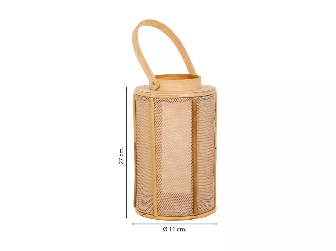 Lanterne en bois et bambou marron d11x27h