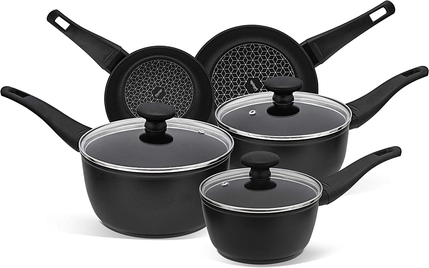 Prestige Thermo Smart Antihaftbeschichtetes Topfset Induktion - 16/18/20 Kasserole mit Deckel & 20/24 Bratpfanne - Ofen- & Spülmaschinenfest - PFOA-frei -- Aluminium - In Italien hergestellt