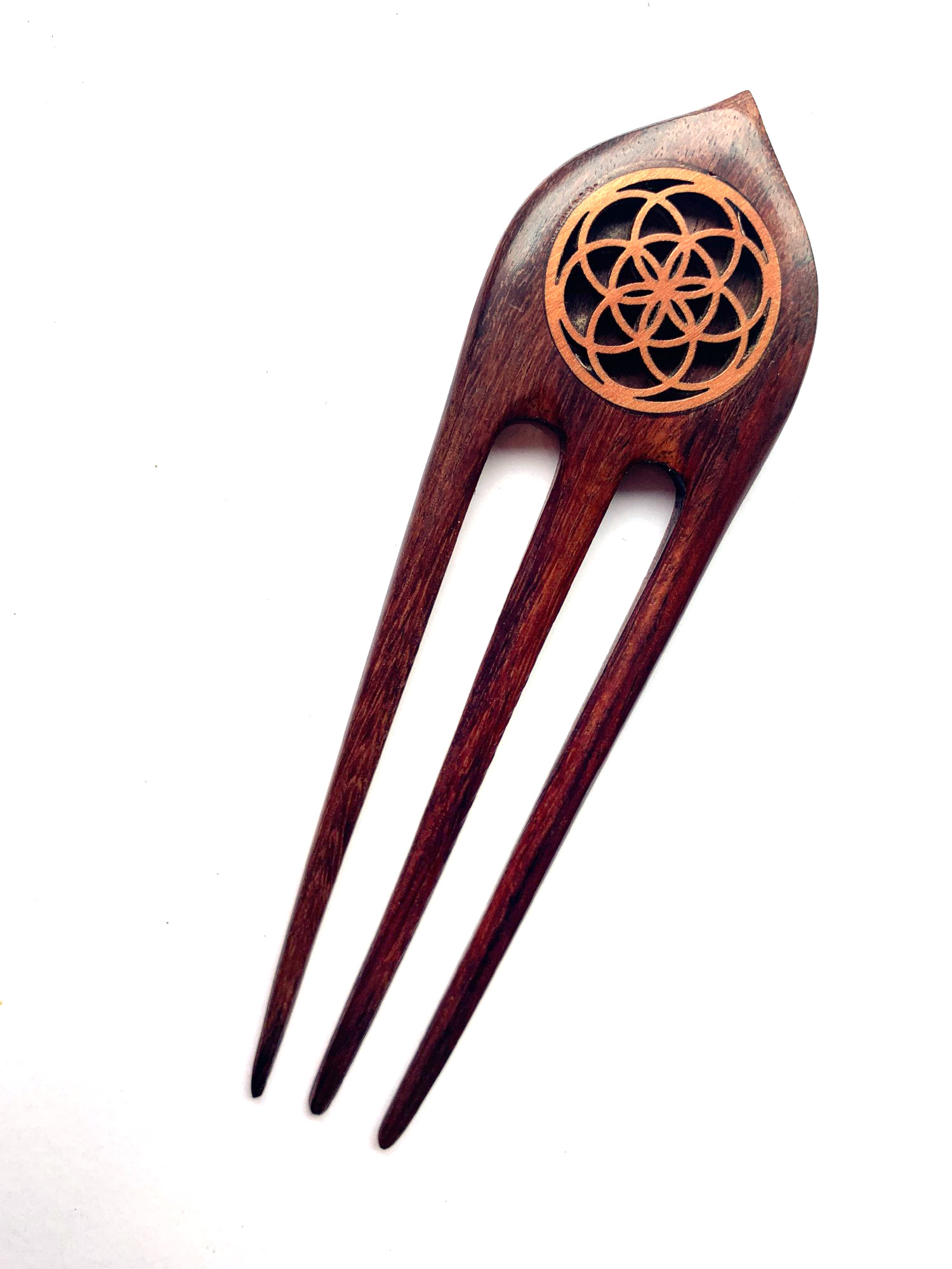 3er Haarnadel 'Seed of Life' aus Holz, L 14 cm, B 4 cm, H 0,7 cm günstig bestellen
