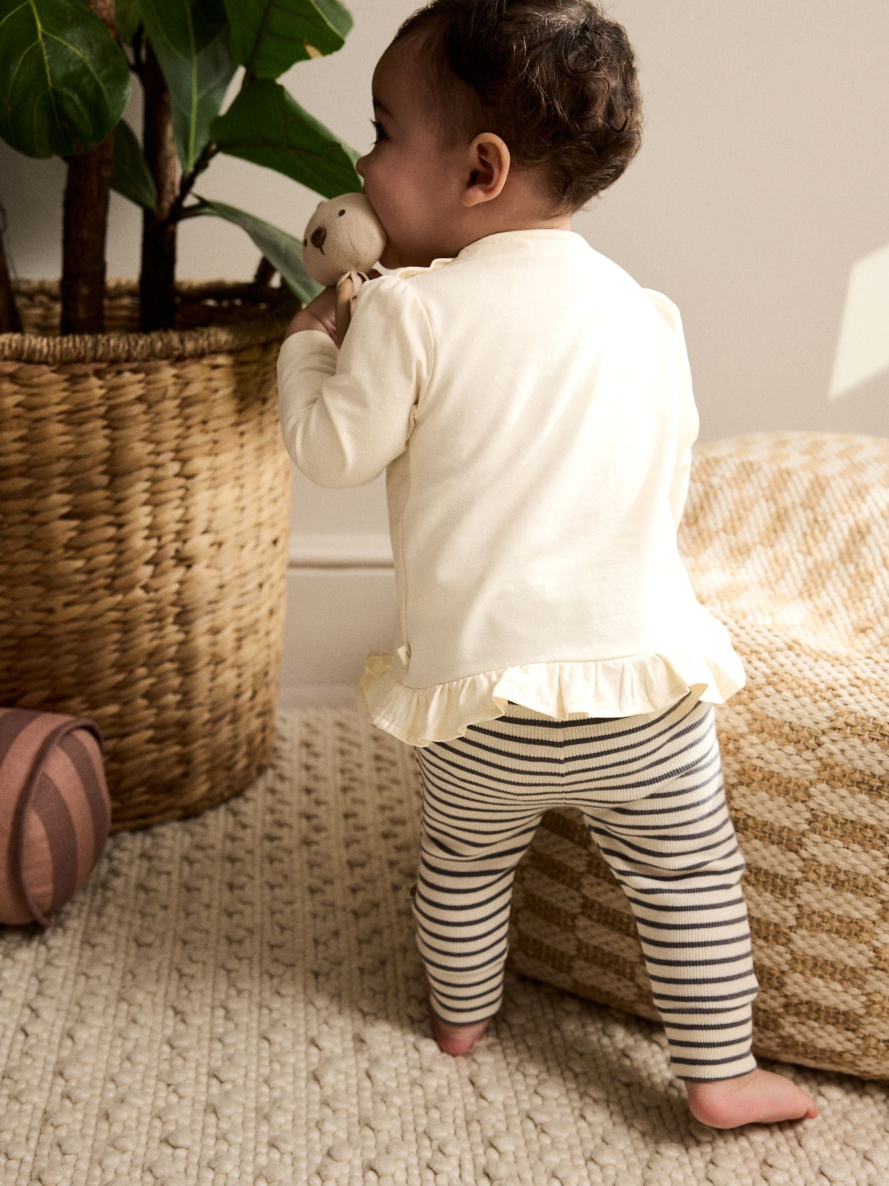 Crème gestreept konijn - Set met lange mouwen en legging voor baby's (0mnd-2jr)