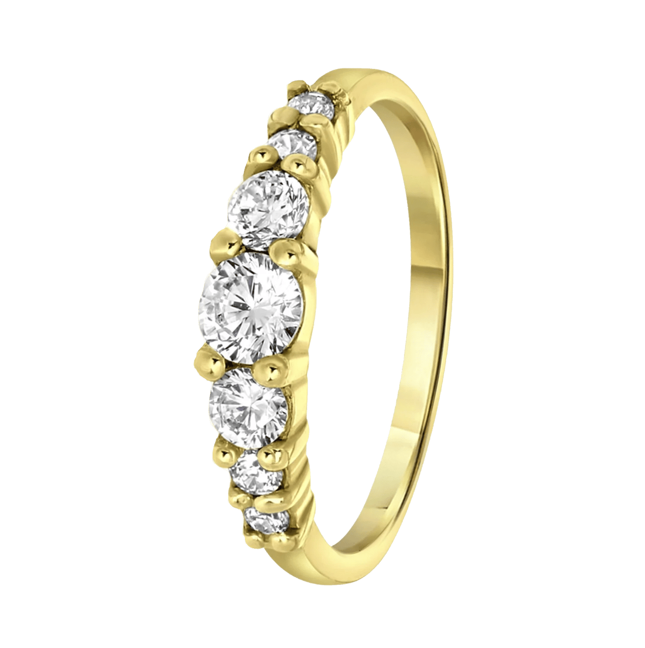 Zilveren goldplated kinderring met witte zirkonia
