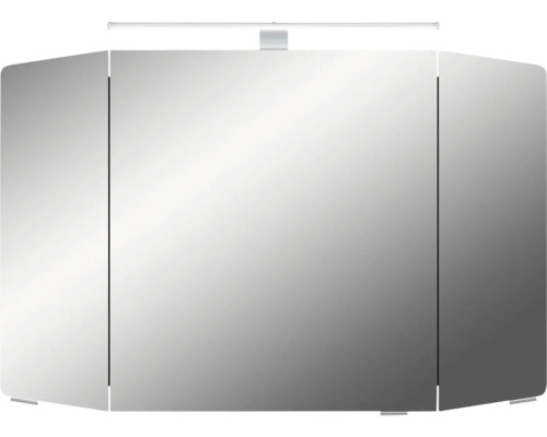 Pelipal Sunline 104 badkamermeubelset, BxHxD 101 x 200 x 50,5 cm, hoogglans witte fronten, 3-delige badkamermeubelset met wastafel en badmeubel van wit mineraalmarmer, spiegelkast met ledverlichting