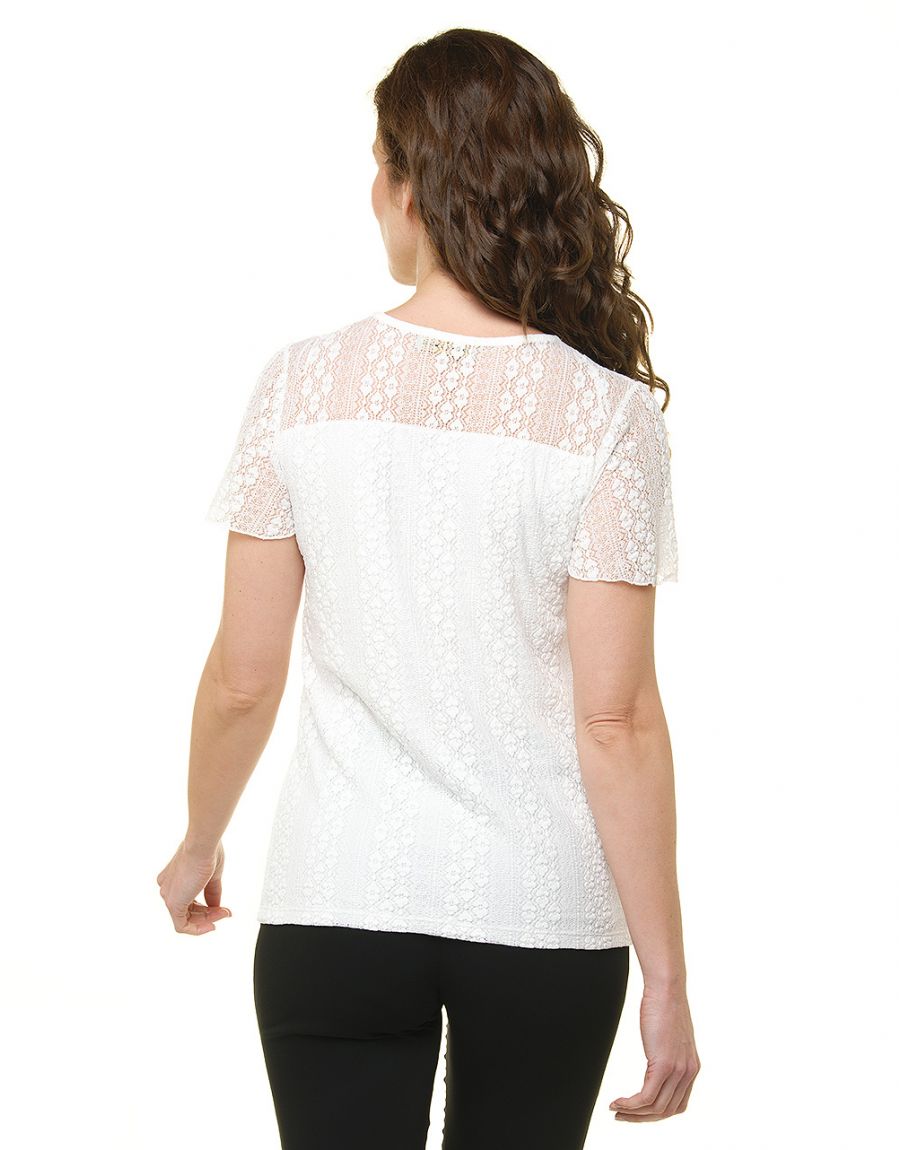 T-shirt dentelle écru