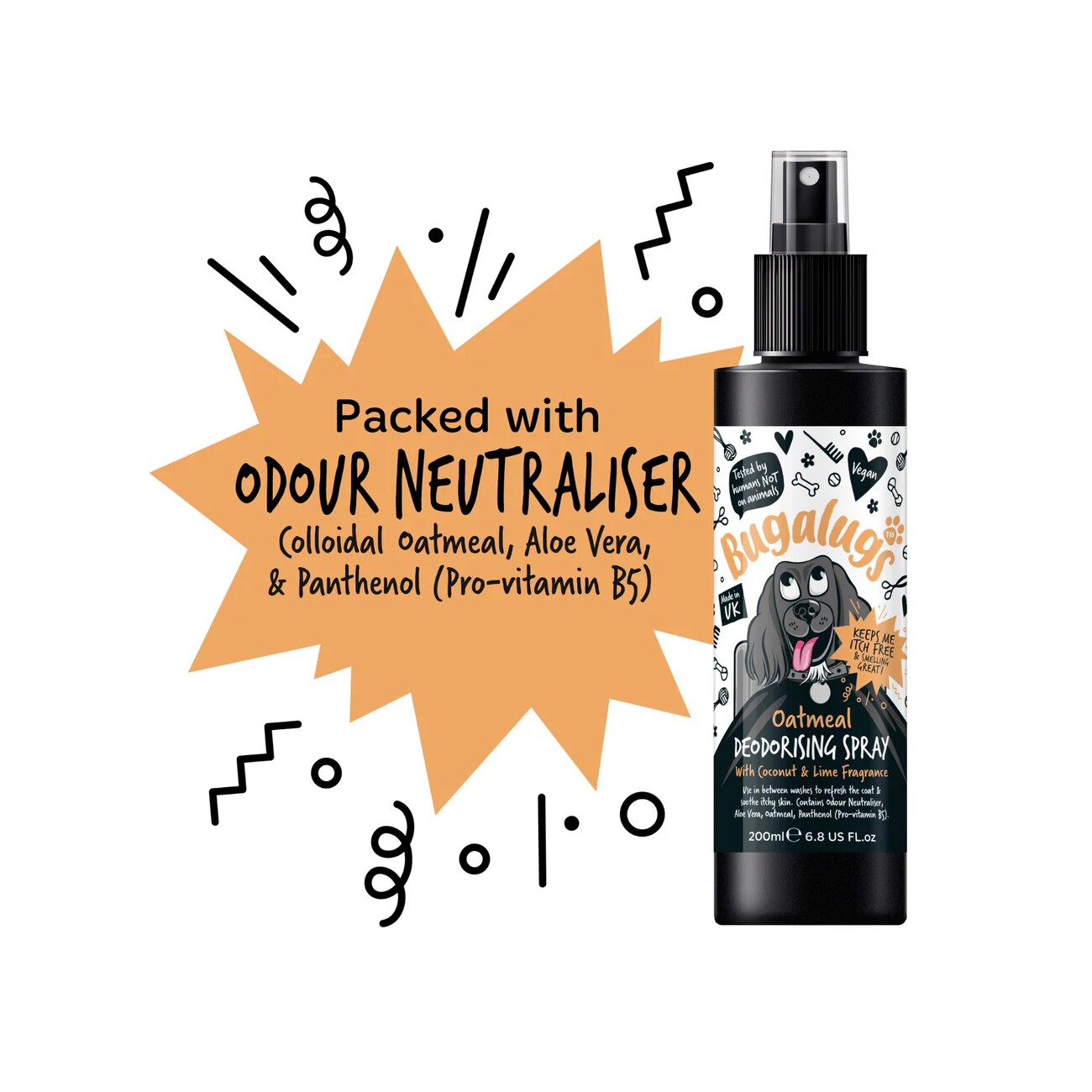 Bugalugs Oatmeal Hundedeodorant – Beruhigender Kokos- & Limettenduft mit Haferextrakt, Aloe Vera & Pro-Vitamin B5