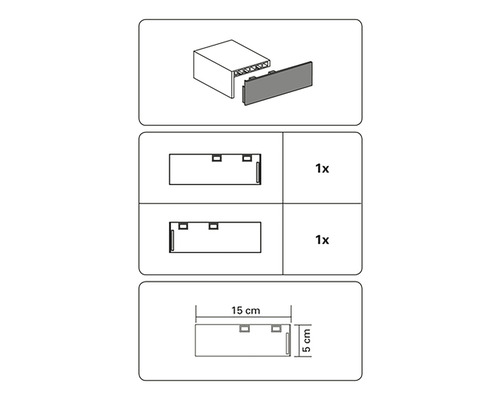 Zijbekleding voor gordijnrail met front, 3-rails, 2 st.