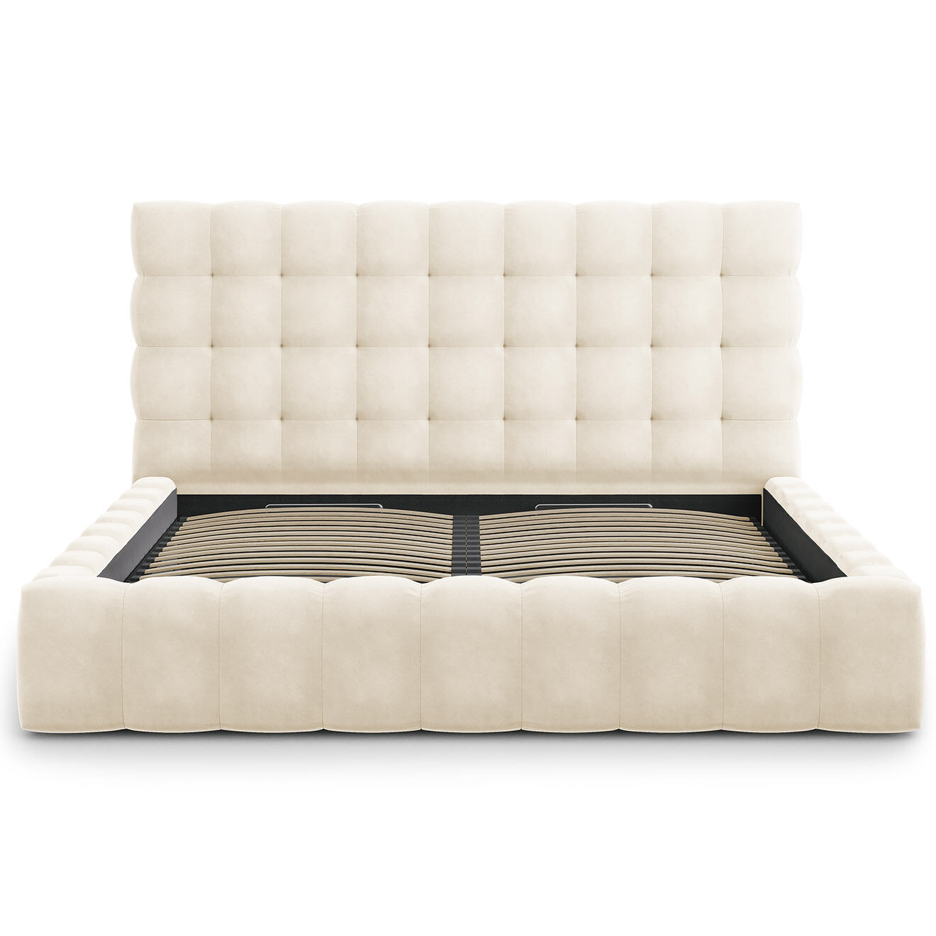 Cosmopolitan Design Lit avec coffre de rangement Bali Velours beige clair - 200x200 cm