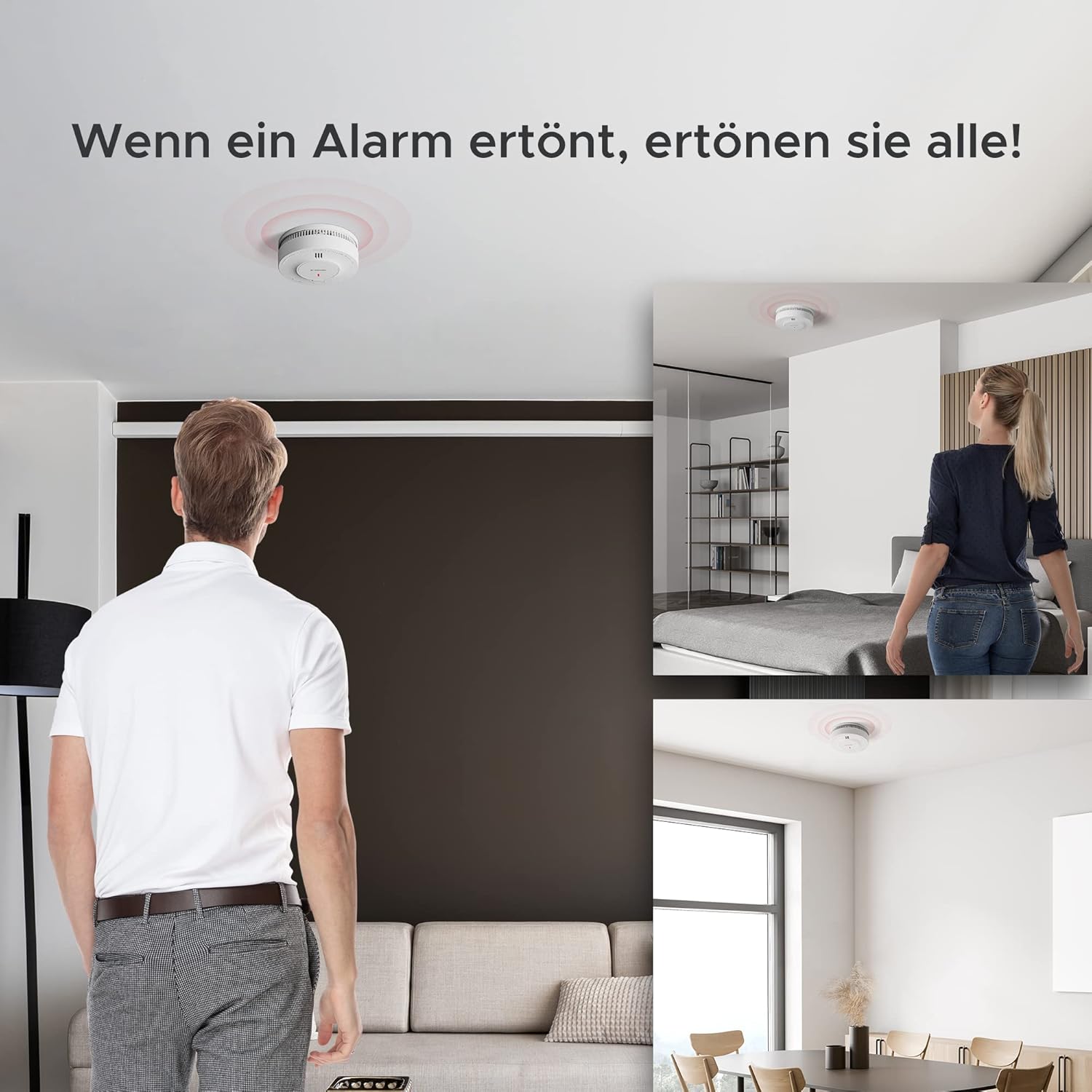 X-Sense Vernetzter Rauchmelder mit 10 Jahre Batterie, Feuermelder mit Stummschaltung, entspricht EN 14604 Standard, SD19-W, 6er Set