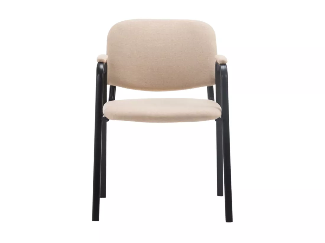 Lot de 4 Chaise de conférence - Tissu & Métal noir mat - Crème - Ken Pro